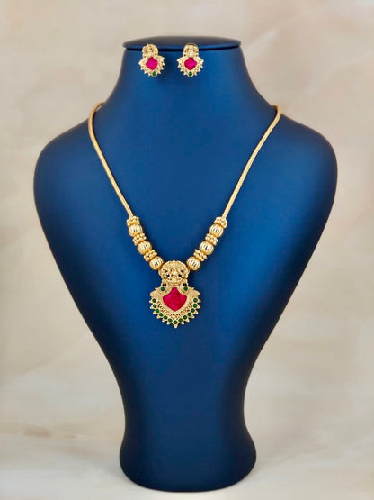 Single Palakka Pendant Necklace Rani Pink