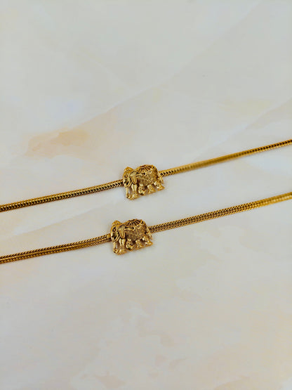 Golden Elephant Engraved Anklet