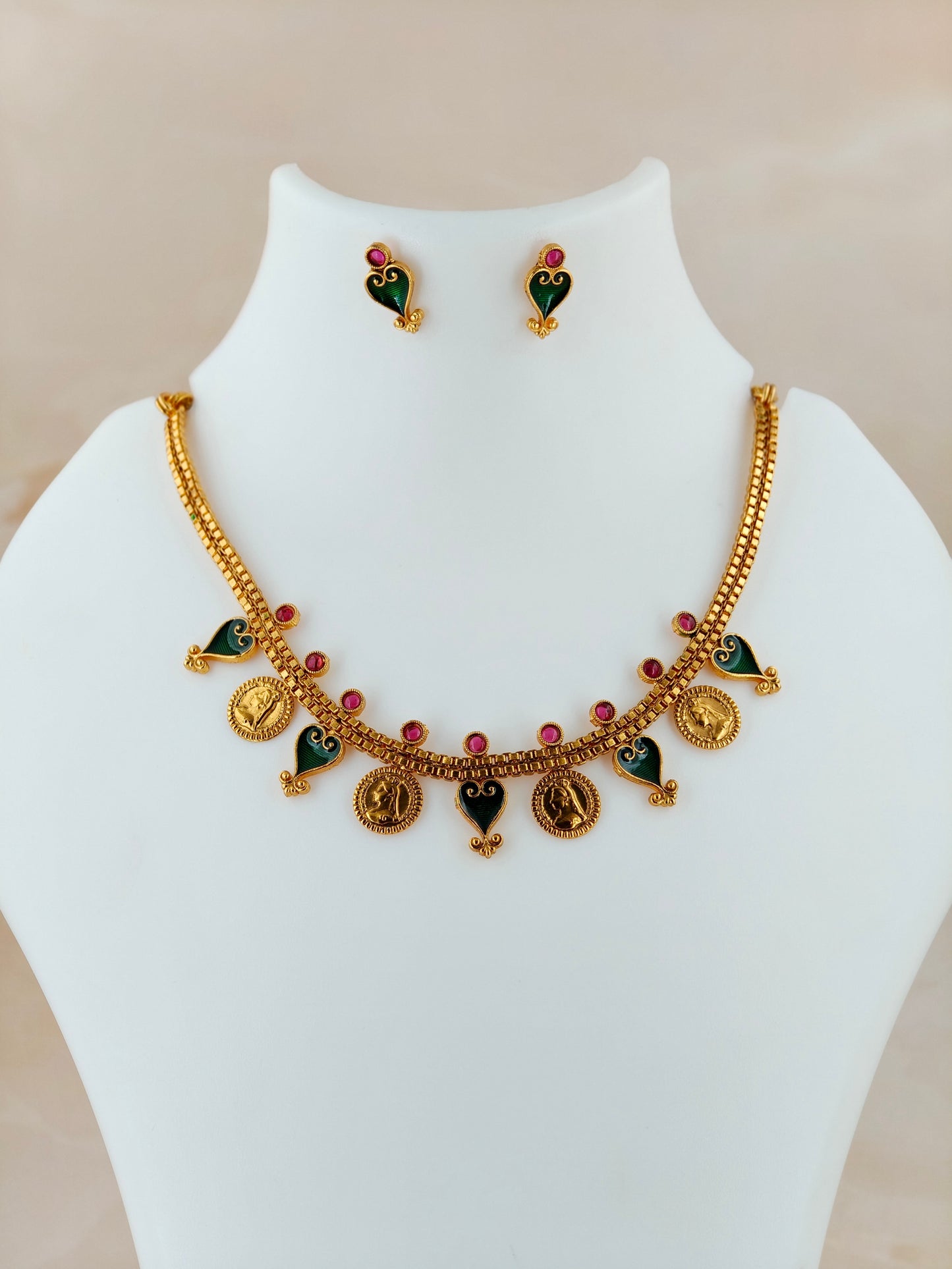 Traditional Palakka Coin Necklace
