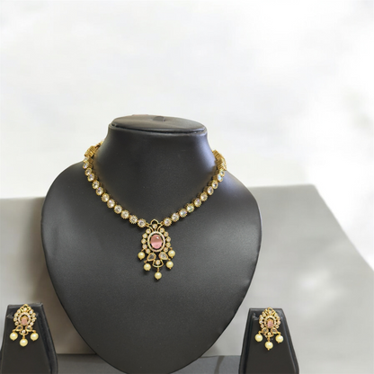 Simple AD Stone Changeable  Necklace with Earrings Set