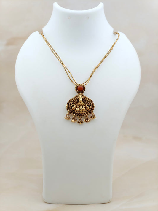 Lakshmi Pendant Necklace Orange