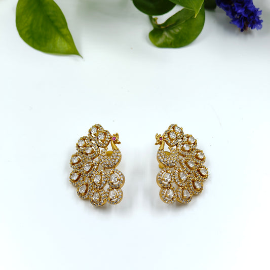 Sparkling Peacock Ear Studs