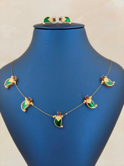 Beautiful Mango palakka Invisible Necklace Green