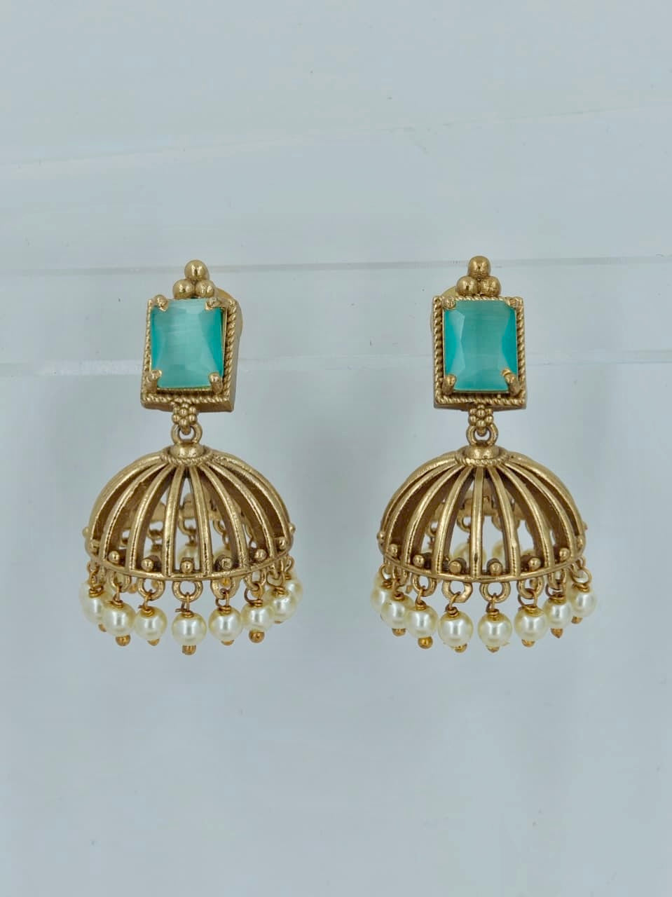 Powder Blue Pearl Jhumka