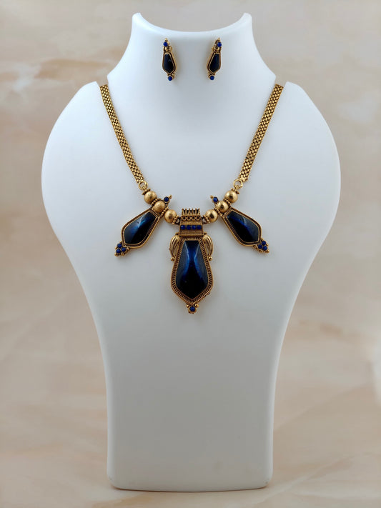Tri locket Enamel Nagapada Necklace