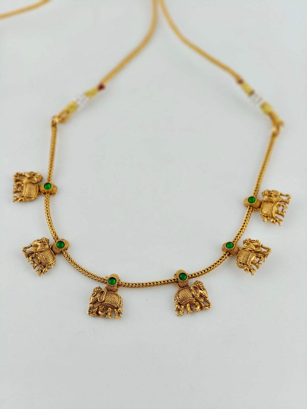 Cute Elephant necklace with Green stones