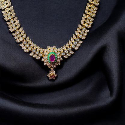 Sparkling White Stone Haaram & Earrings Set