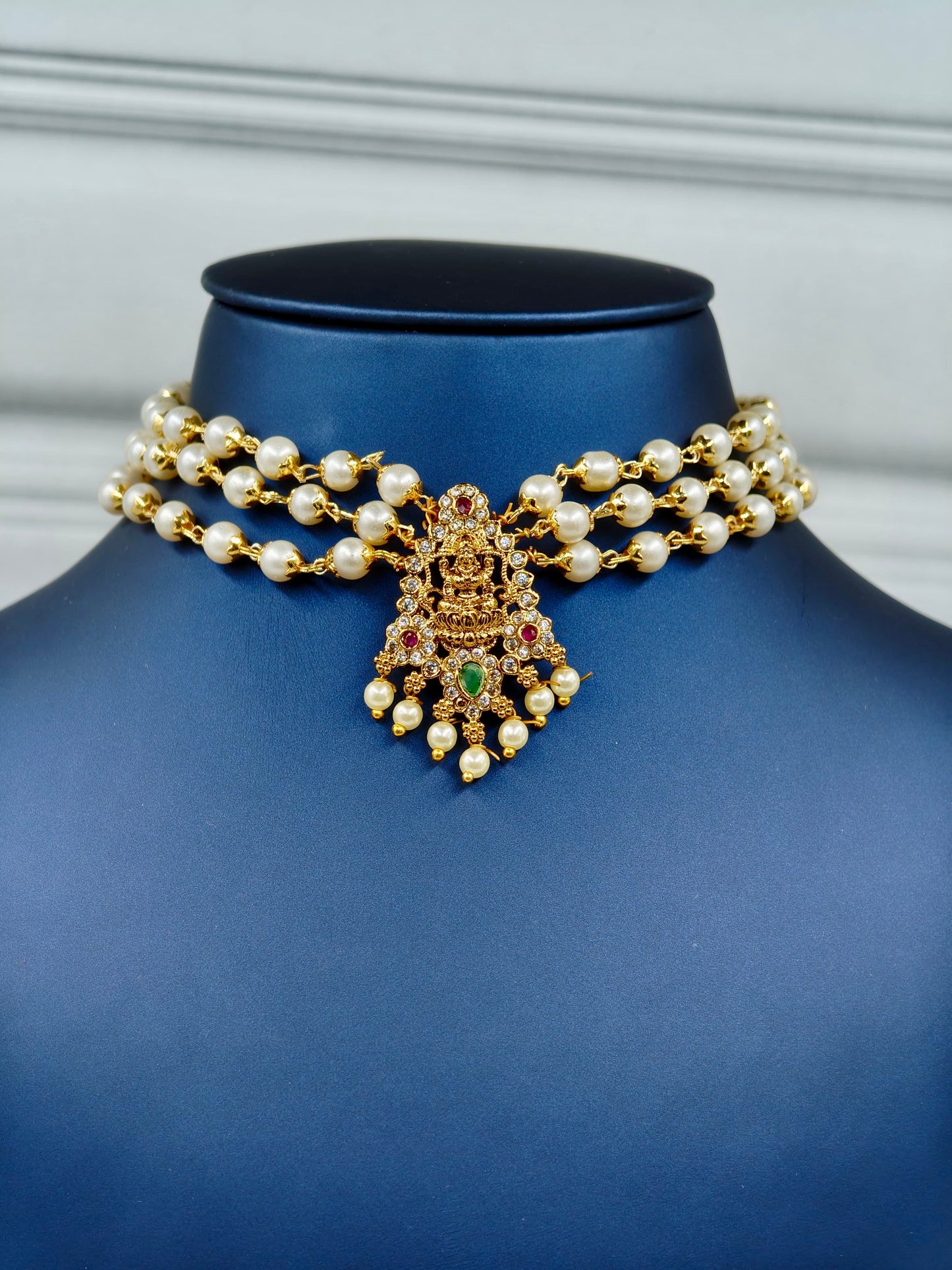 Beautiful White Pearl Lakshmi Choker