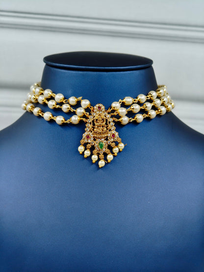 Beautiful White Pearl Lakshmi Choker