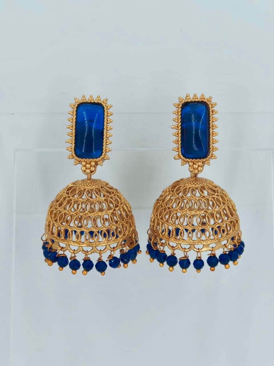 Beautiful Dark Blue Beads Jhumka