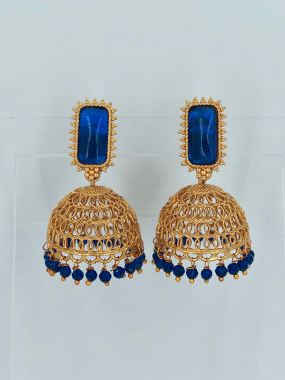 Beautiful Dark Blue Beads Jhumka