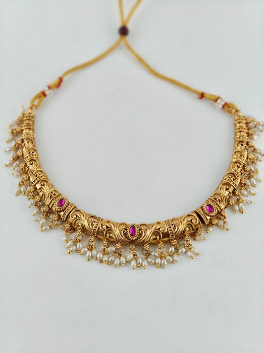 Statement Necklace with rice pearls