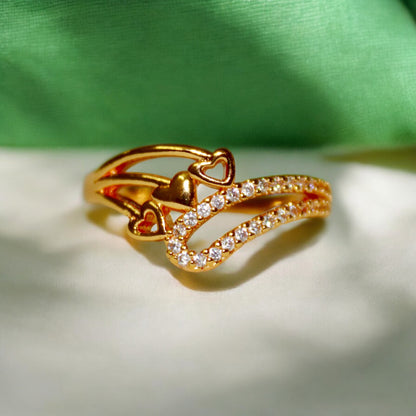 Triple Heart Design A D Stone Ring