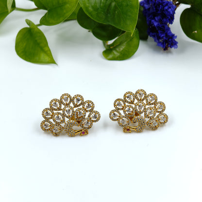 Sparkling Peacock Ear Studs
