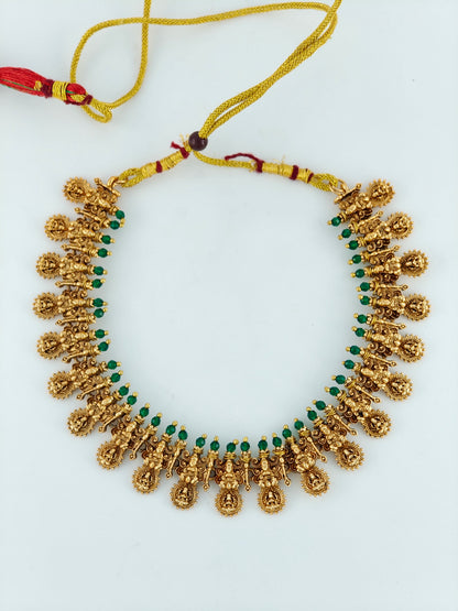 Beautiful coin necklace with green beads