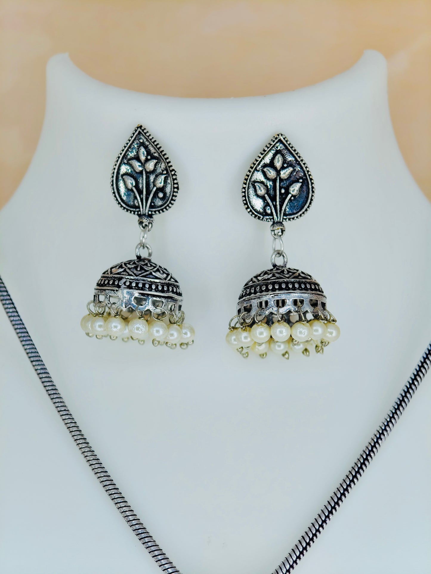 Simple Oxidised Pendant Set