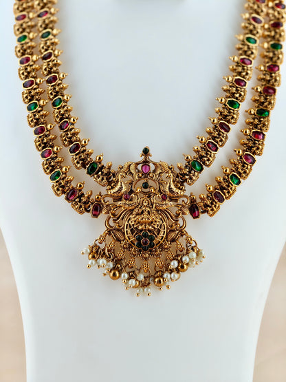 Beautiful Lakshmi Peacock Double layer Necklace