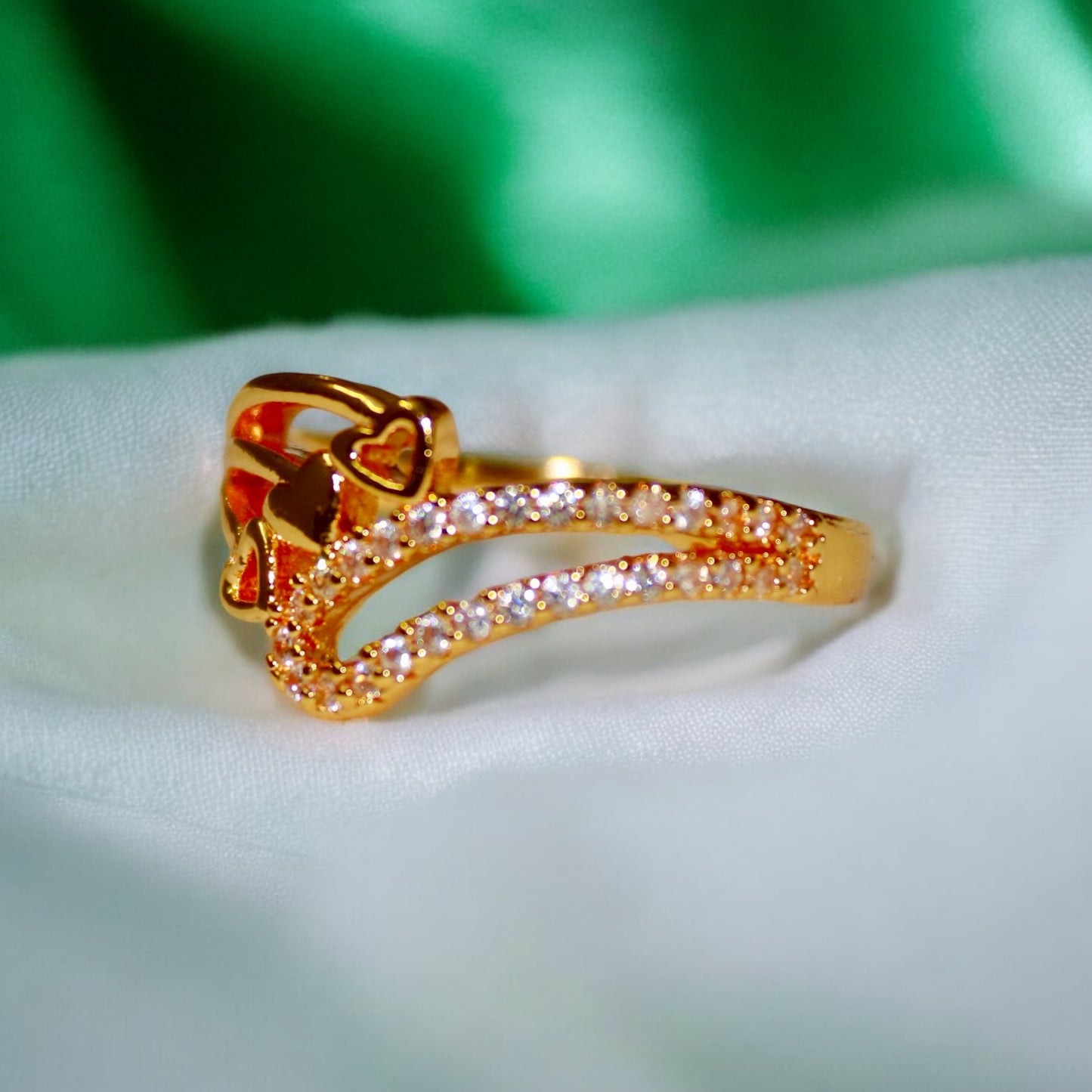 Triple Heart Design A D Stone Ring