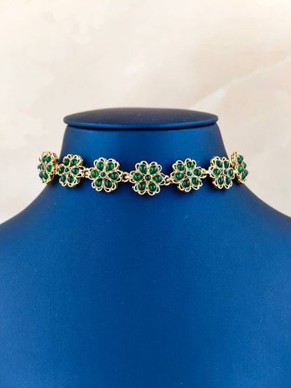 Floral pattern Choker Green