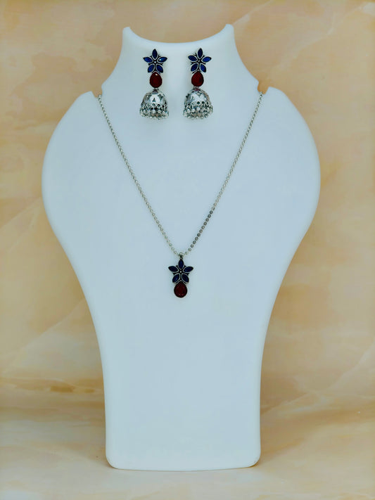 Simple Oxidised Set Blue & Red