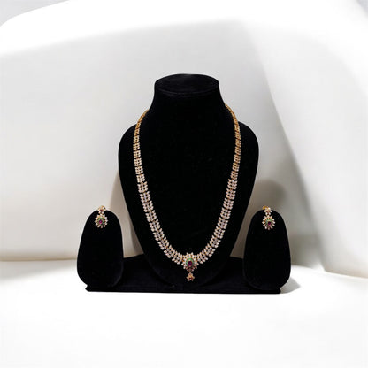 Sparkling White Stone Haaram & Earrings Set