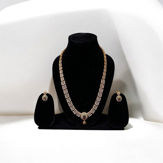 Sparkling White Stone Haaram & Earrings Set
