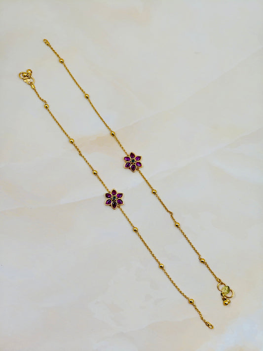 Premium Floral Anklet Ruby