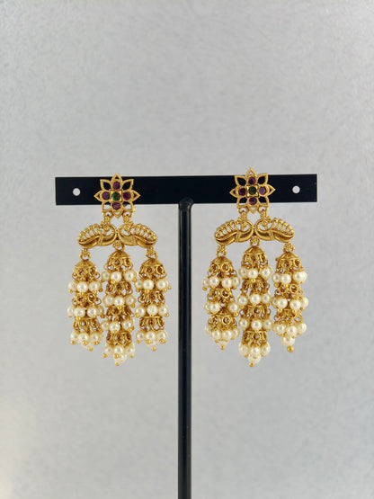 Beautiful Multi-layered Jumka with white pearls