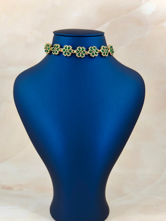 Floral pattern Choker Green