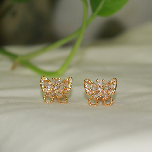 Butterfly Design Rose Gold Earrings