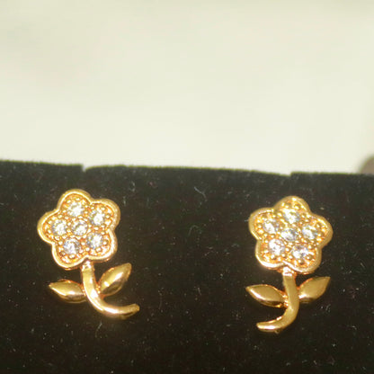 Flower Design A D Stone Earrings