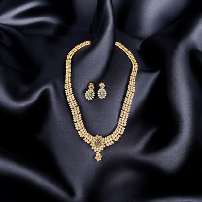 Sparkling White Stone Haaram & Earrings Set
