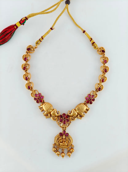 Elephant necklace with ruby