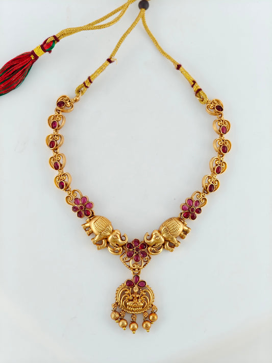 Elephant necklace with ruby