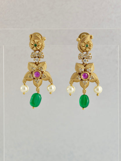 Mehandi Antique Choker with Green Beads