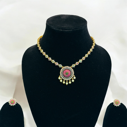 Simple Multi Stone Necklace with Pearls