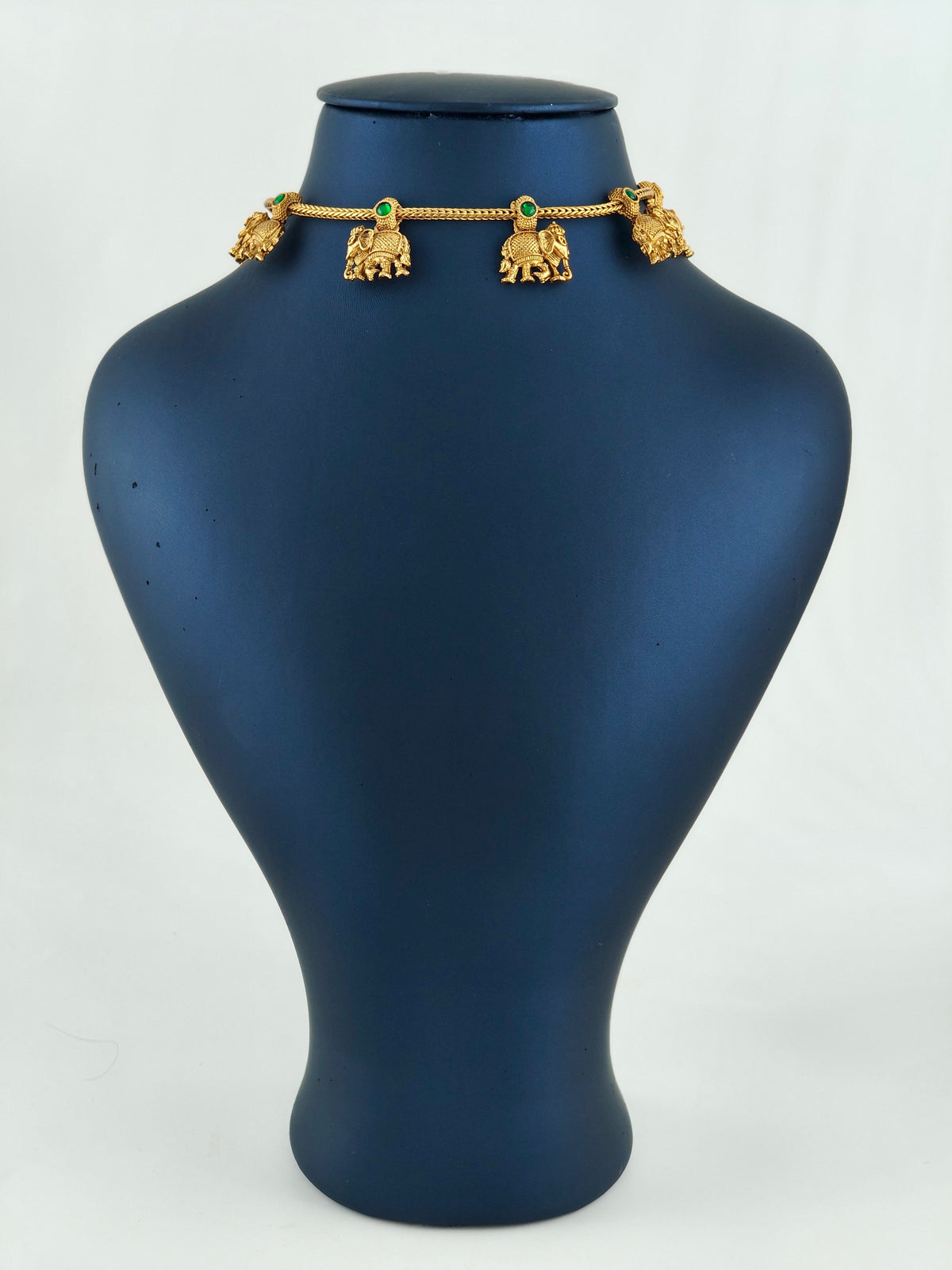 Cute Elephant necklace with Green stones