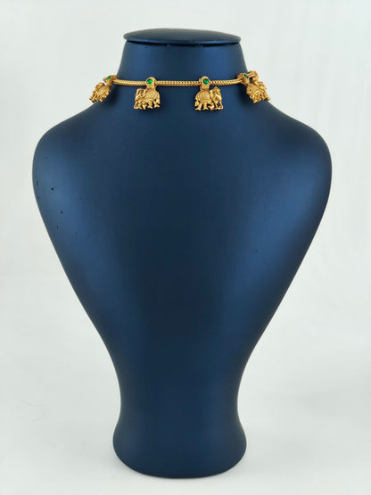 Cute Elephant necklace with Green stones