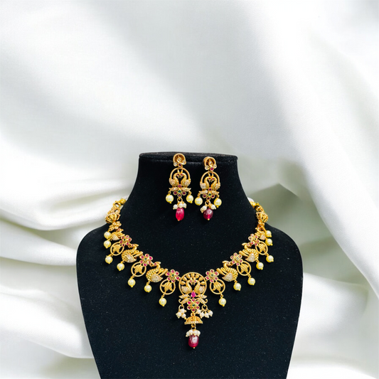 Beautiful Peacock Design Necklace with Earrings