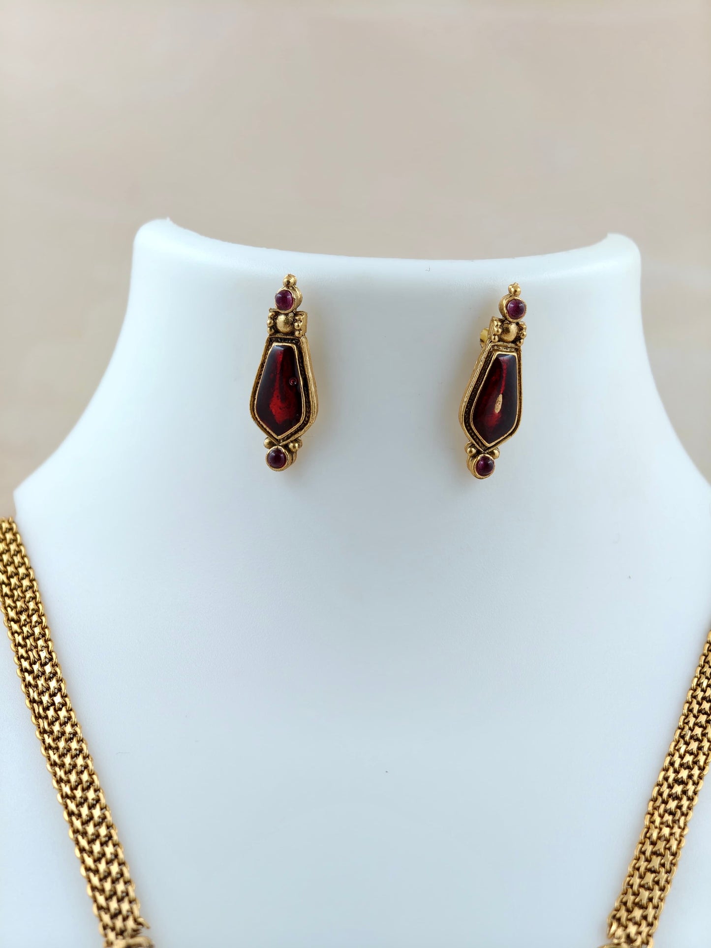Tri locket Enamel Nagapada Necklace