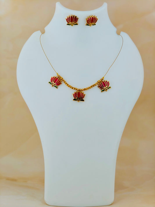 Tri Lotus Pendant Invisible Chain