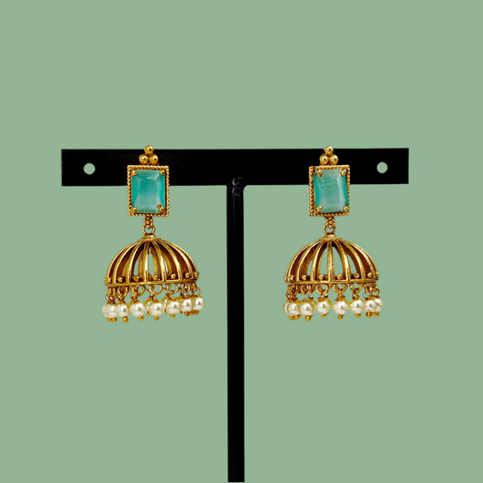 Powder Blue Pearl Jhumka
