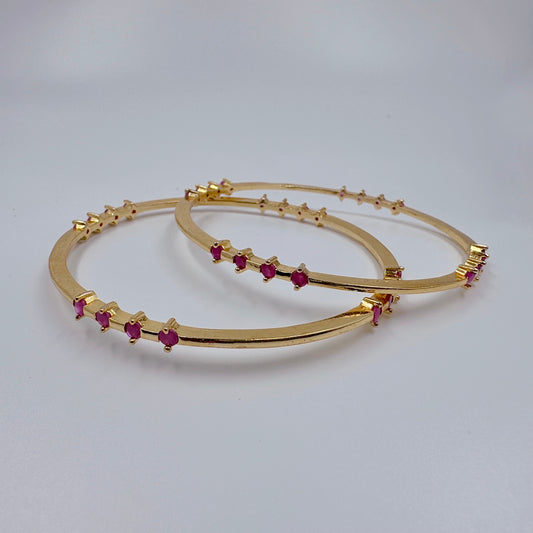 Simple red stone bangles