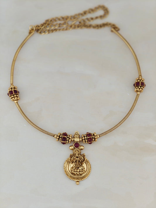 Lakshmi Necklace with Red Stones