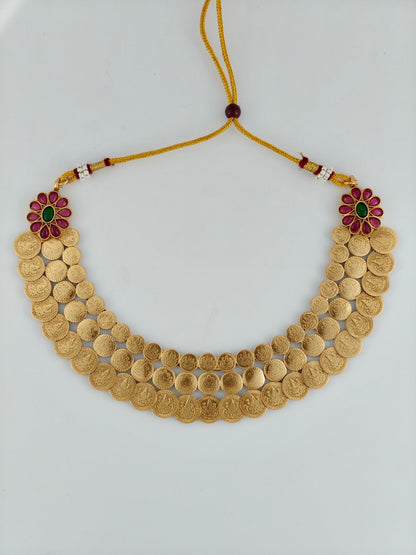 Beautiful multi layer coin necklace with kemp stones