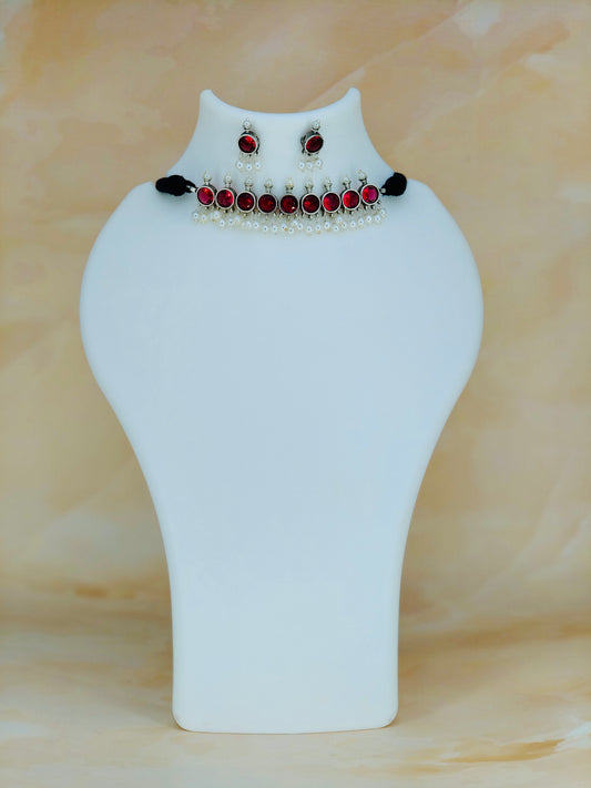 Beautiful Oxidised Choker Ruby