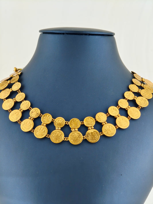 Simple double layer coin necklace