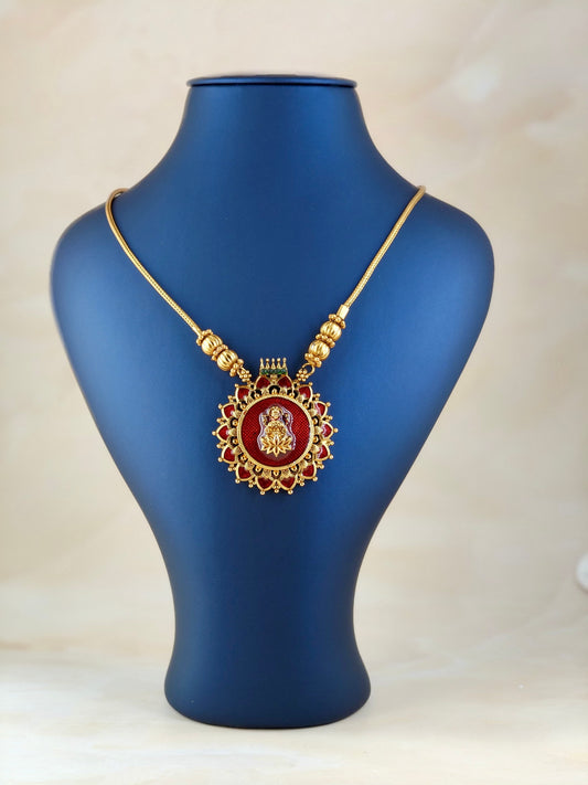 Beautiful Lakshmi Pendant Necklace Red