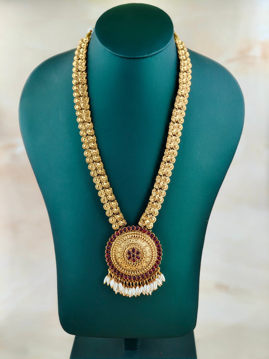Beautiful Floral Pearl Pendant Haaram