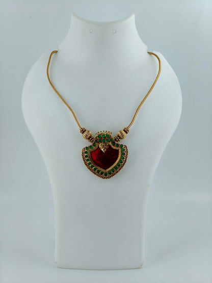 Single Pendant Palakka Necklace Red